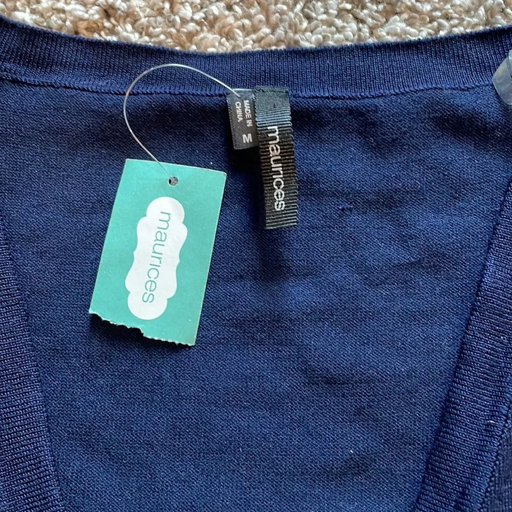 Maurices Medium Navy Blue Cropped Cardigan Sweater (NEW) - Picture 3 of 5
